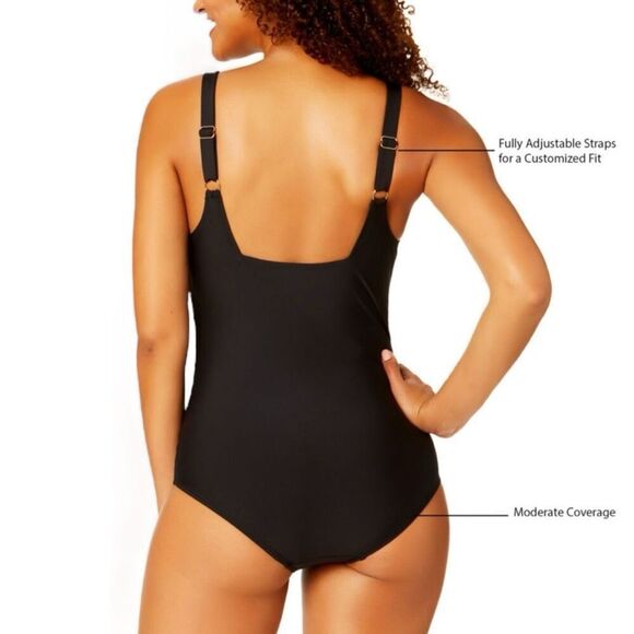 Anne Cole Women’s  Square Neck One Piece Swimsuit Small Color Black - Picture 3 of 9